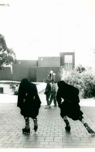 Nuns on skates - Making of a Red Rooster Commercial - Kingswood Campus, 1994 (Ref: P3094)