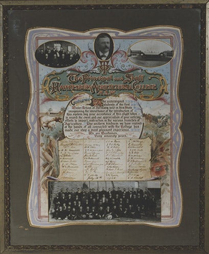 Framed, signed certificate of the first Winter School for farmers held at the College 1906 [Hawkesbury Agricultural College (HAC)] (P1661)