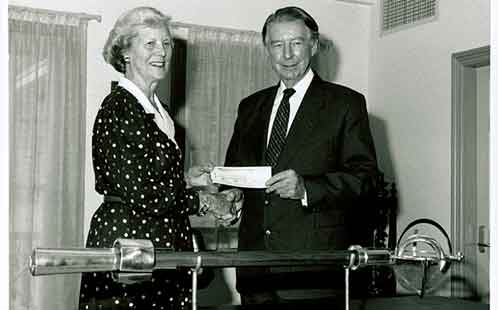 Lady Mary Fairfax and Sir Ian Turbott (UWS Chancellor) with the UWS mace