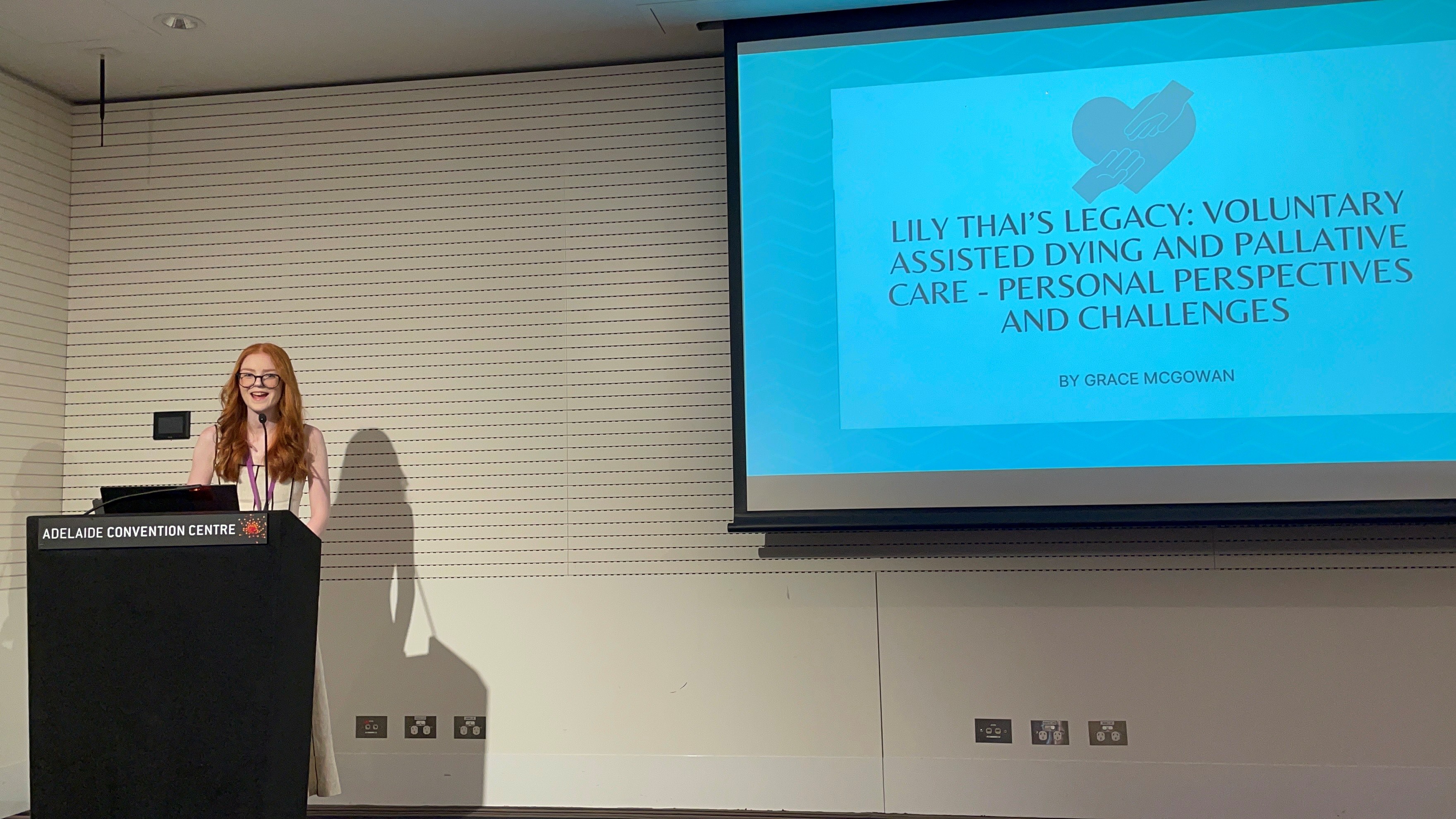 Grace sharing Lily Thai’s Legacy at the 2023 AAAH Conference in Adelaide.