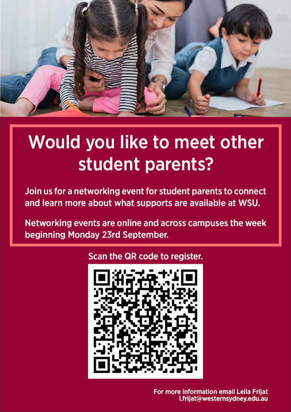 Student Parent Networking event flyer with QR code
