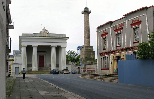 John Foulston's Town Hall, Column and Library in Devonport, Devon, UK.