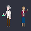 Small graphic of a waiter and a teacher 