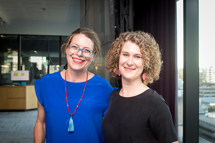 Amanda Third and Philippa Collin at the launch event, smiling and looking at the camera.