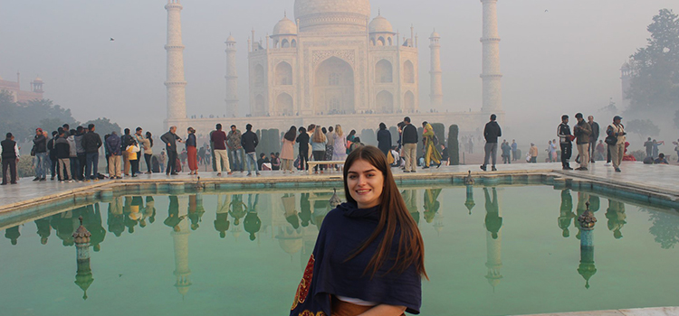 WSU student at Taj Mahal