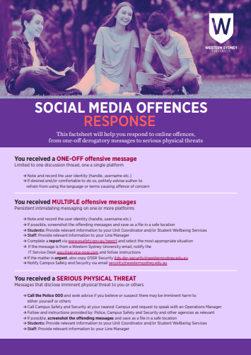 Social Media Offences Response Fact Sheet thumbnail image Social Media Offences Response Fact Sheet thumbnail image
