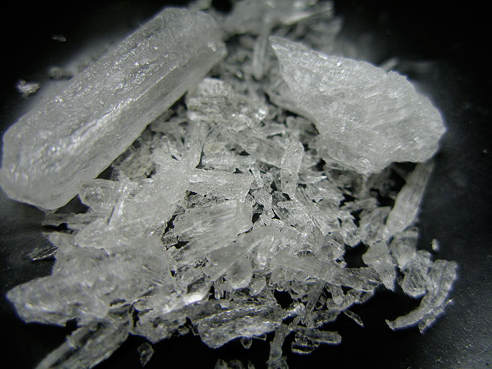A close up of crystal methamphetamine