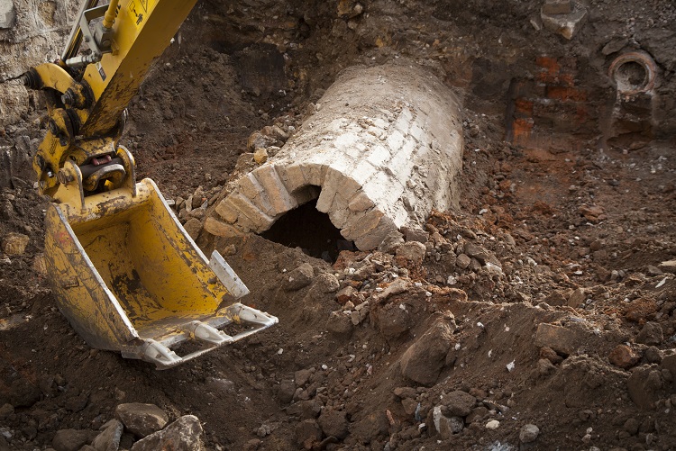 Drain uncovered during excavation works