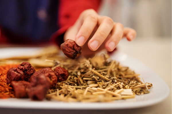 Dried herbs on plate