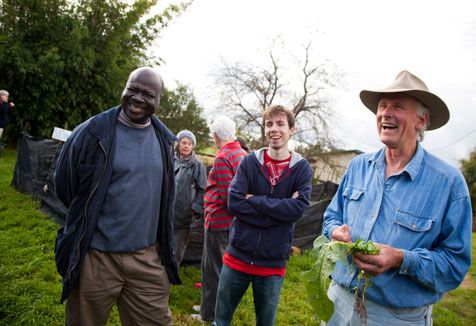 Men in garden