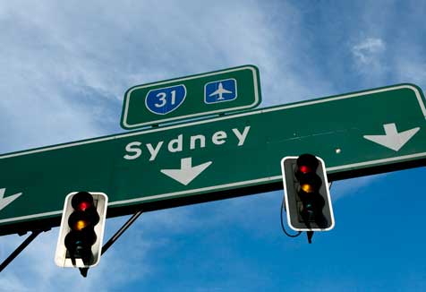 Sydney traffic sign and traffic lights