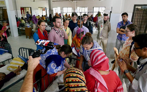 Students and medical professionals at a hospital in Bangladesh