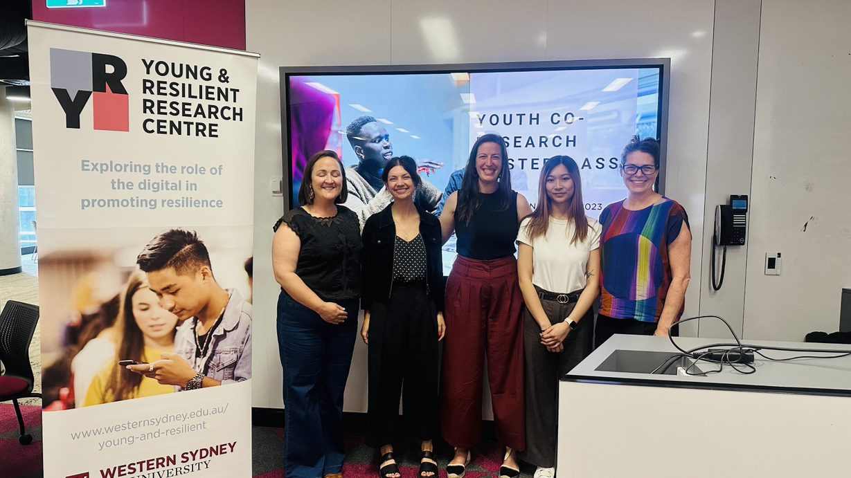 Sydney workshop facilitation team (left to right): Edmee Kenny, Louisa Welland, Mia Cox, MIchelle Lim and Professor Amanda Third.