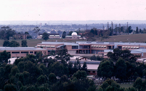 View across Campbelltown campus towards Observatory (Negative strip) [University of Western Sydney - Macarthur (UWSM)] 1992 (P2566)