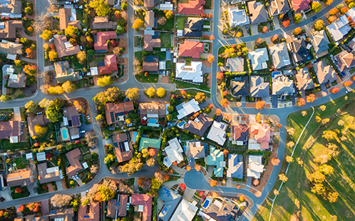 Aerial view of Sydney suburb