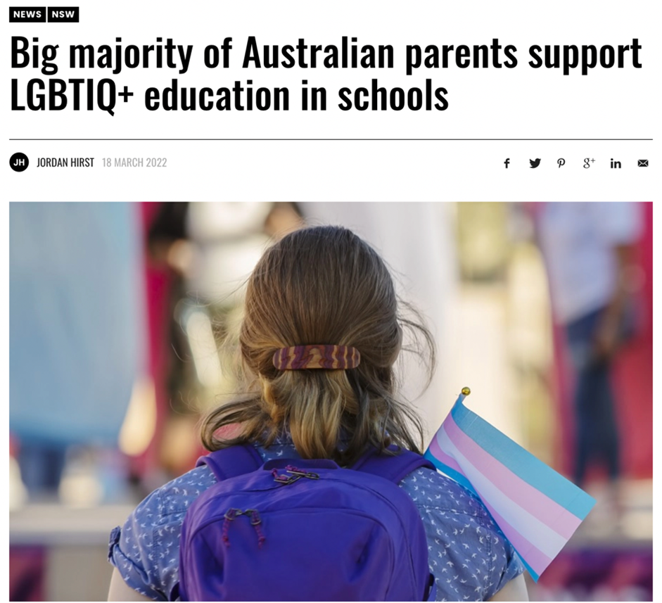 Big majority of Australian parents support LGBTIQ