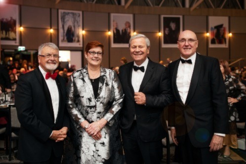 Chancellor Professor Peter Shergold AC; Senator Marise Payne, Shadow Cabinet Secretary; Ray Martin AM; and Vice-Chancellor and President, Professor Barney Glover AO at the Western Sydney UniversityTown and Gown Gala 2022.