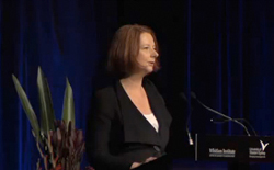 Julia Gillard presenting the Inaugural Gough Whitlam Oration at the University of Western Sydney, 2011.