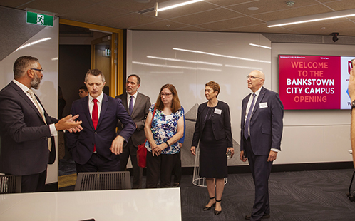 Federal Minister for Education, the Hon. Jason Clare on a tour of the Bankstown City campus.