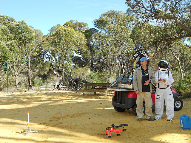 HDR student Jen Li in an astranaut costume in the desert