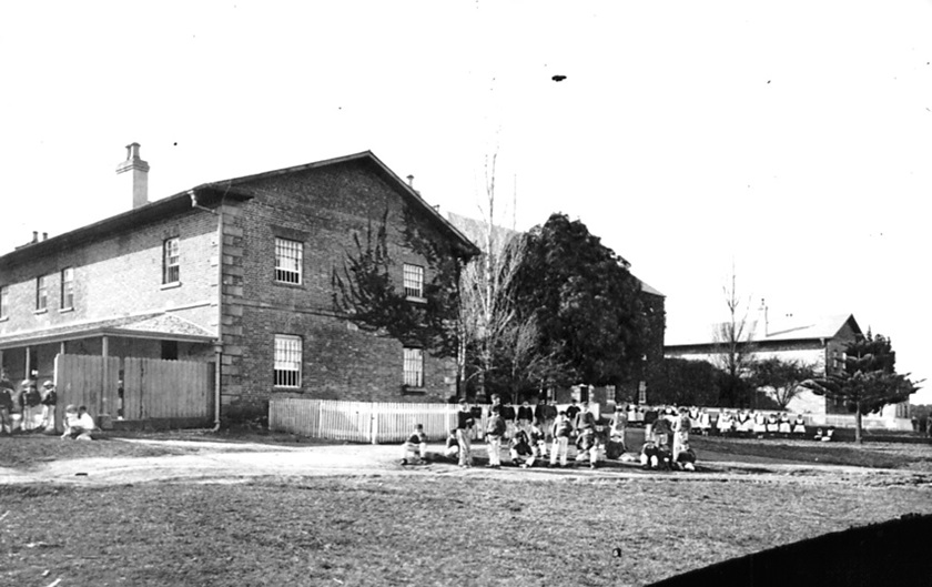 Protestant Orphan School with students in the foreground