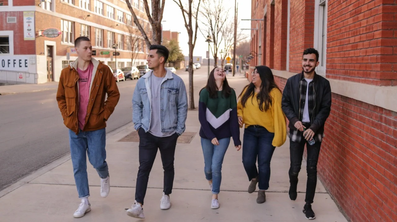 Youth walking down the street