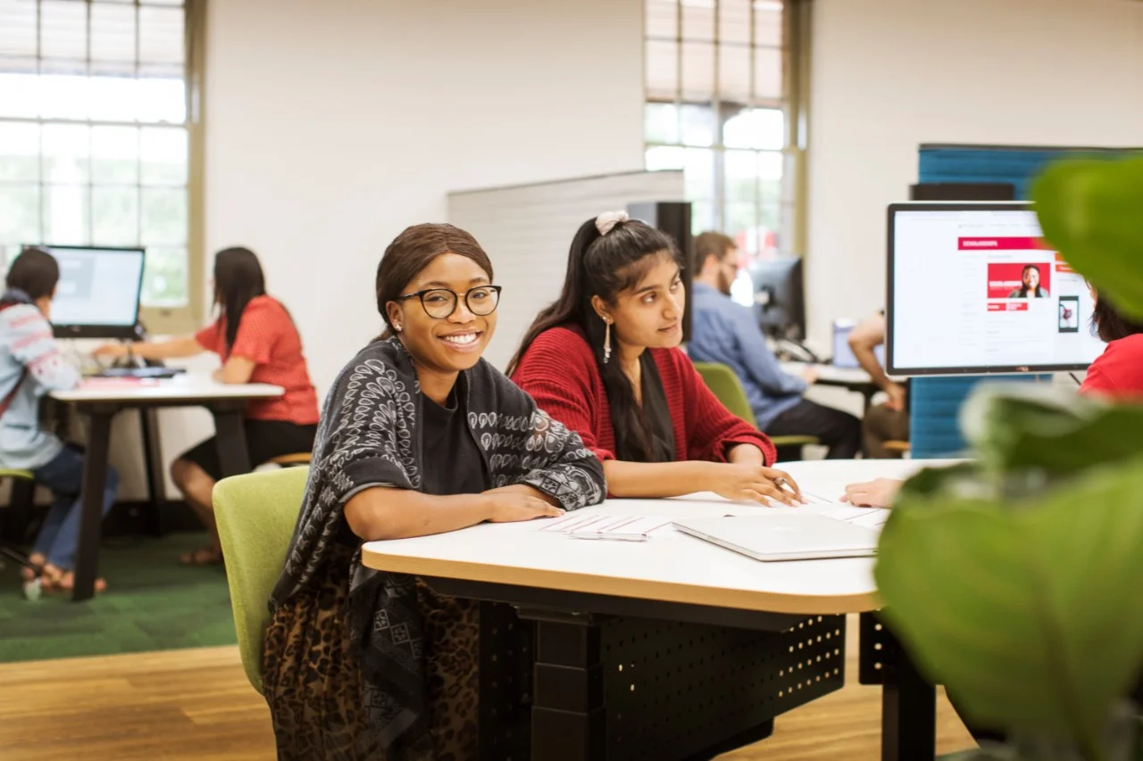 Students receiving help at Student Central