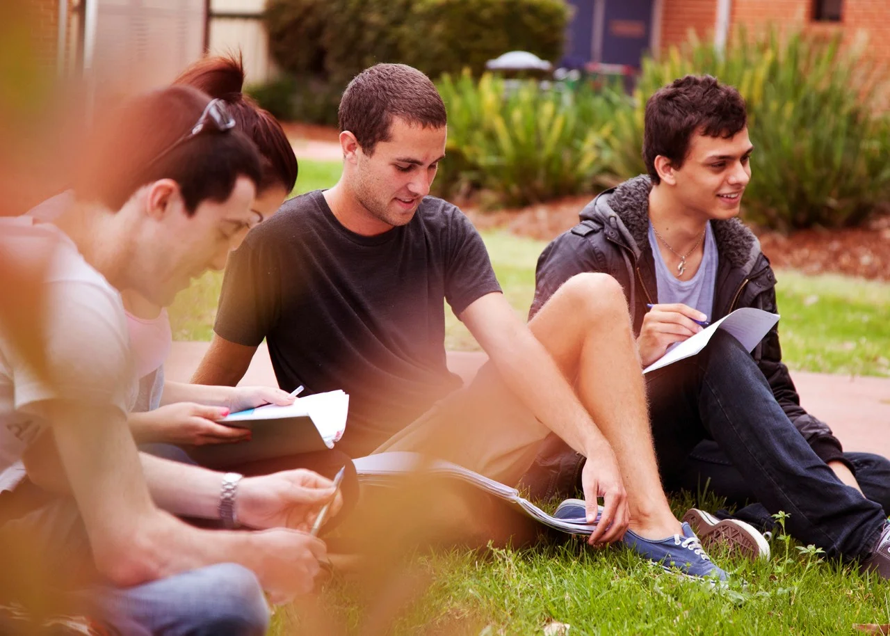 Students studying outdoors