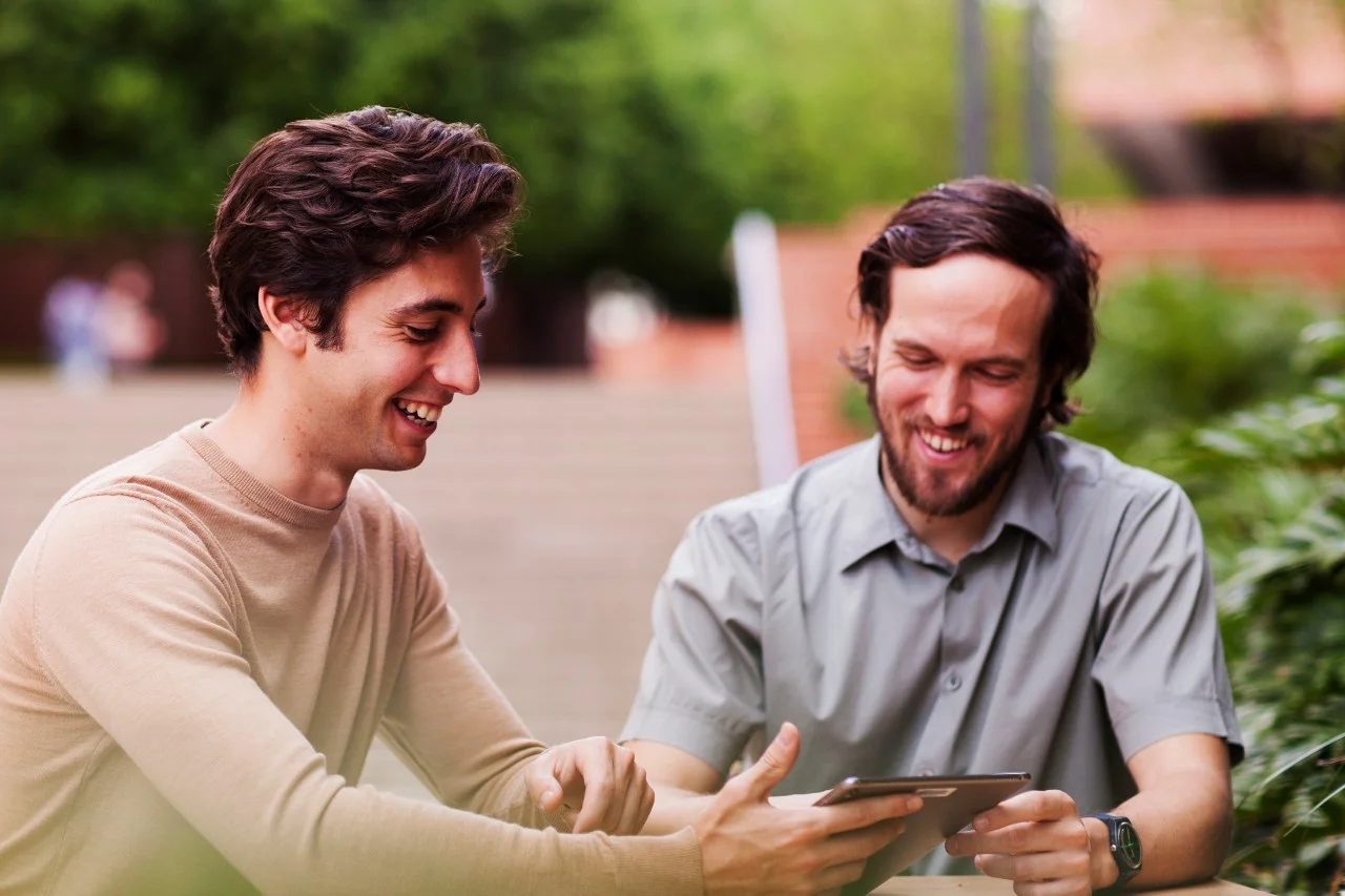 Students meeting on campus
