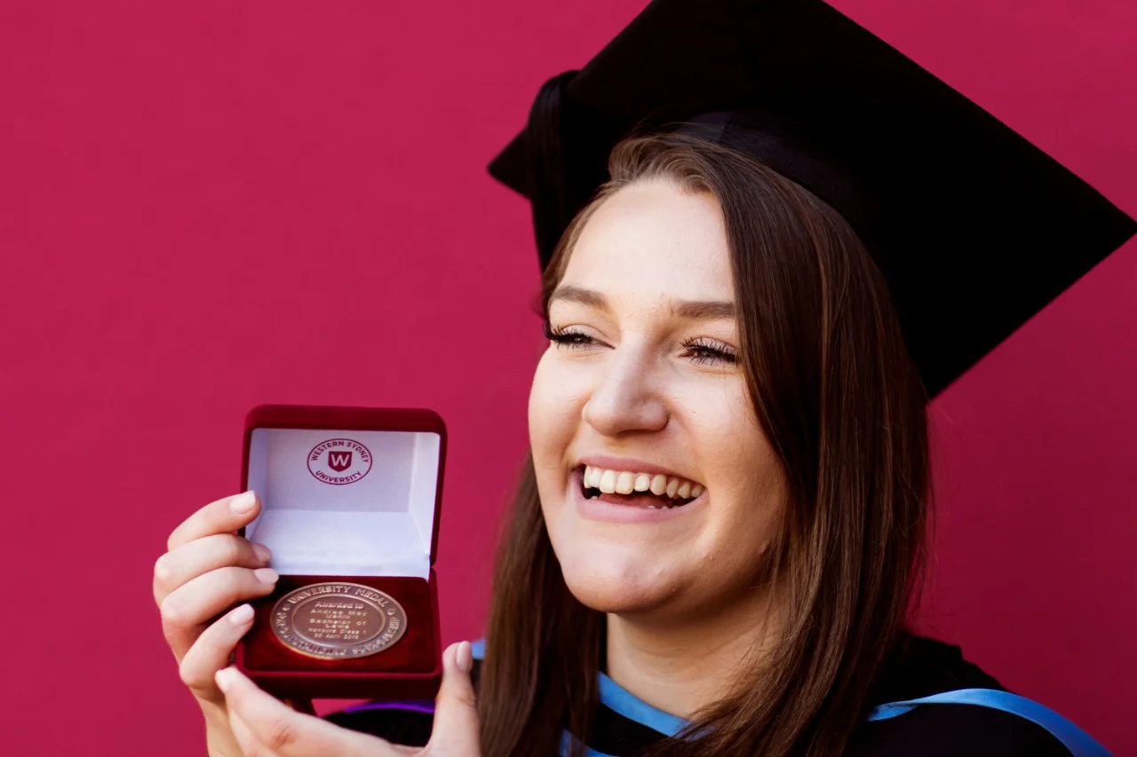Student with medal