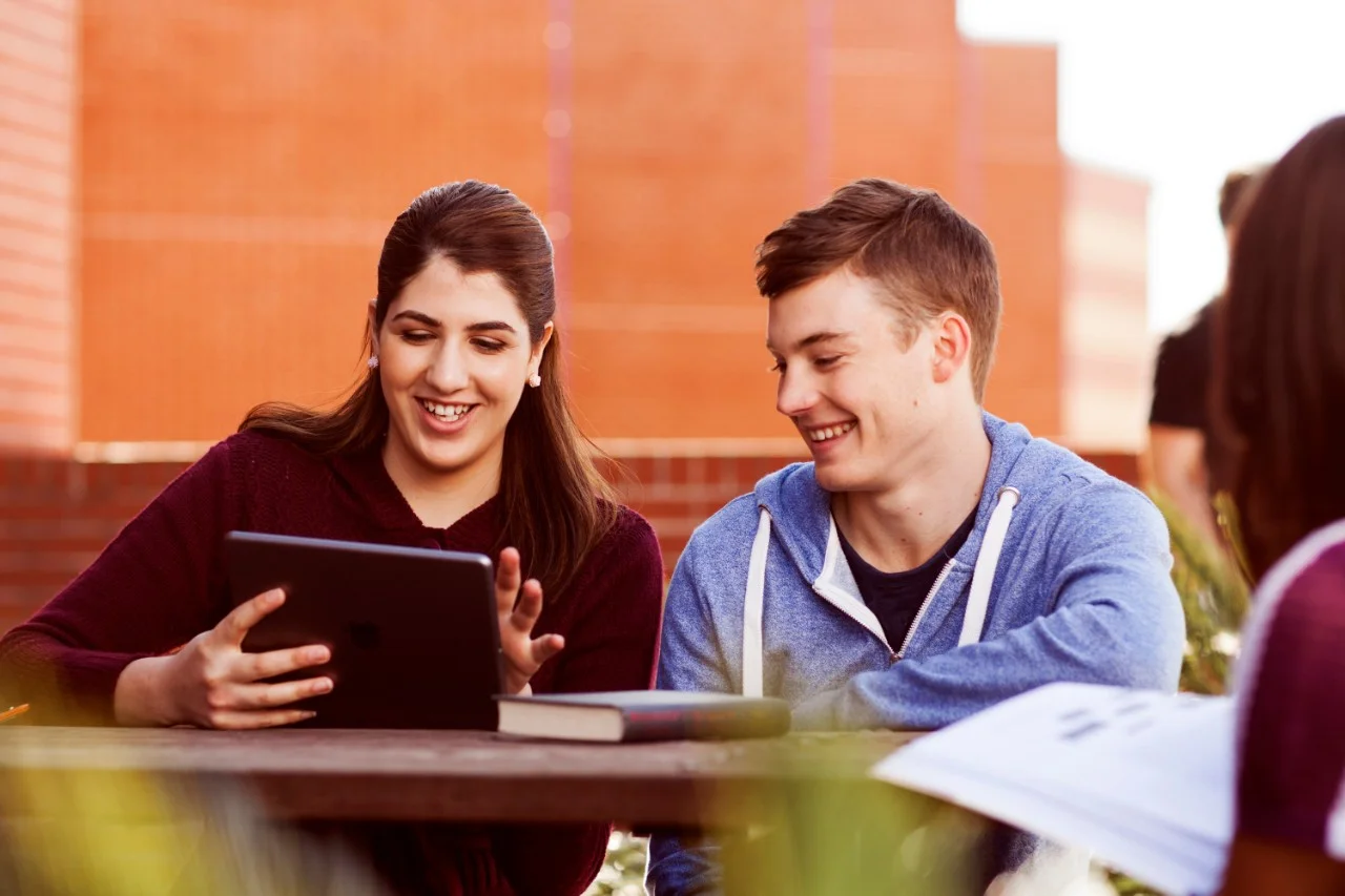 Students studying outdoors