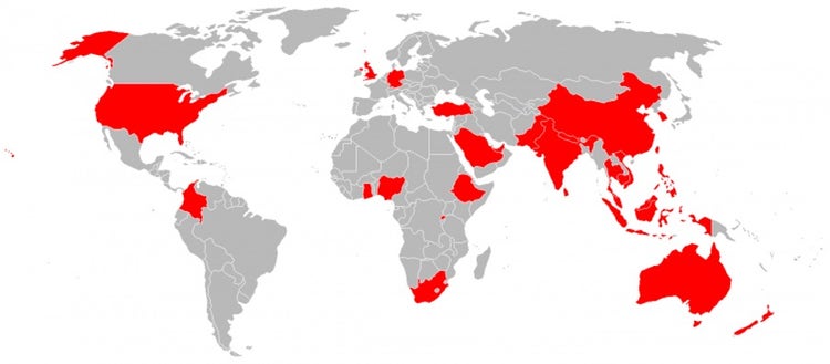 World Map of Participants