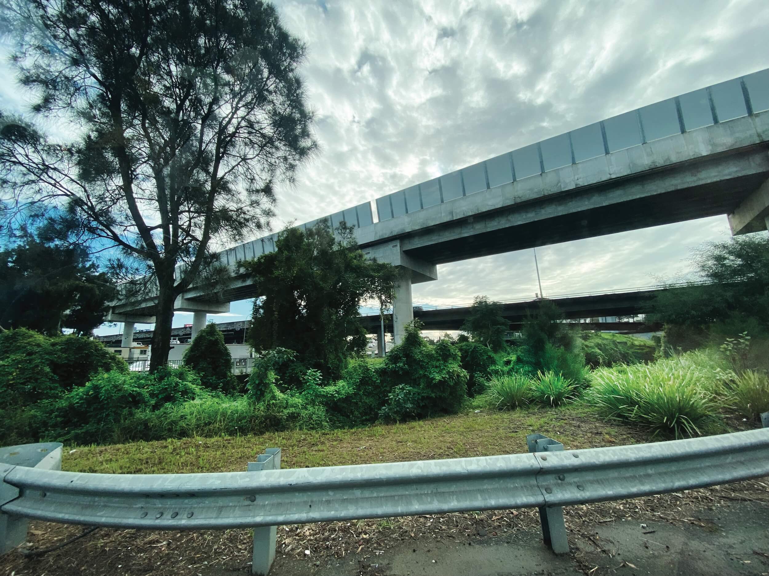 Road bridge viewed from ground level