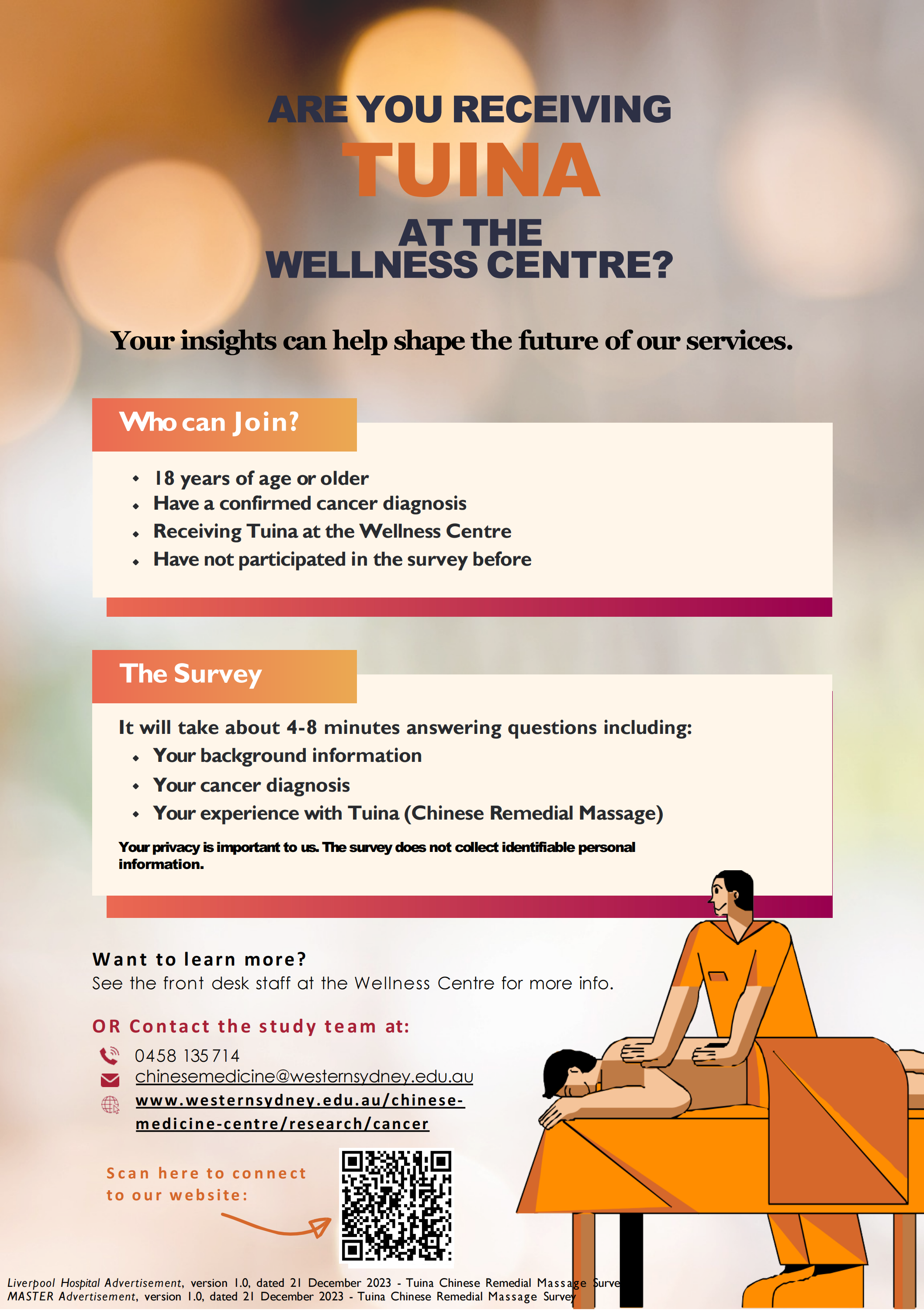 Do current Tuina Chinese Remedial Massage (CRM) services meet the needs of Culturally and Linguistically Diverse (CALD) communities’ expectations for cancer survivorship?
