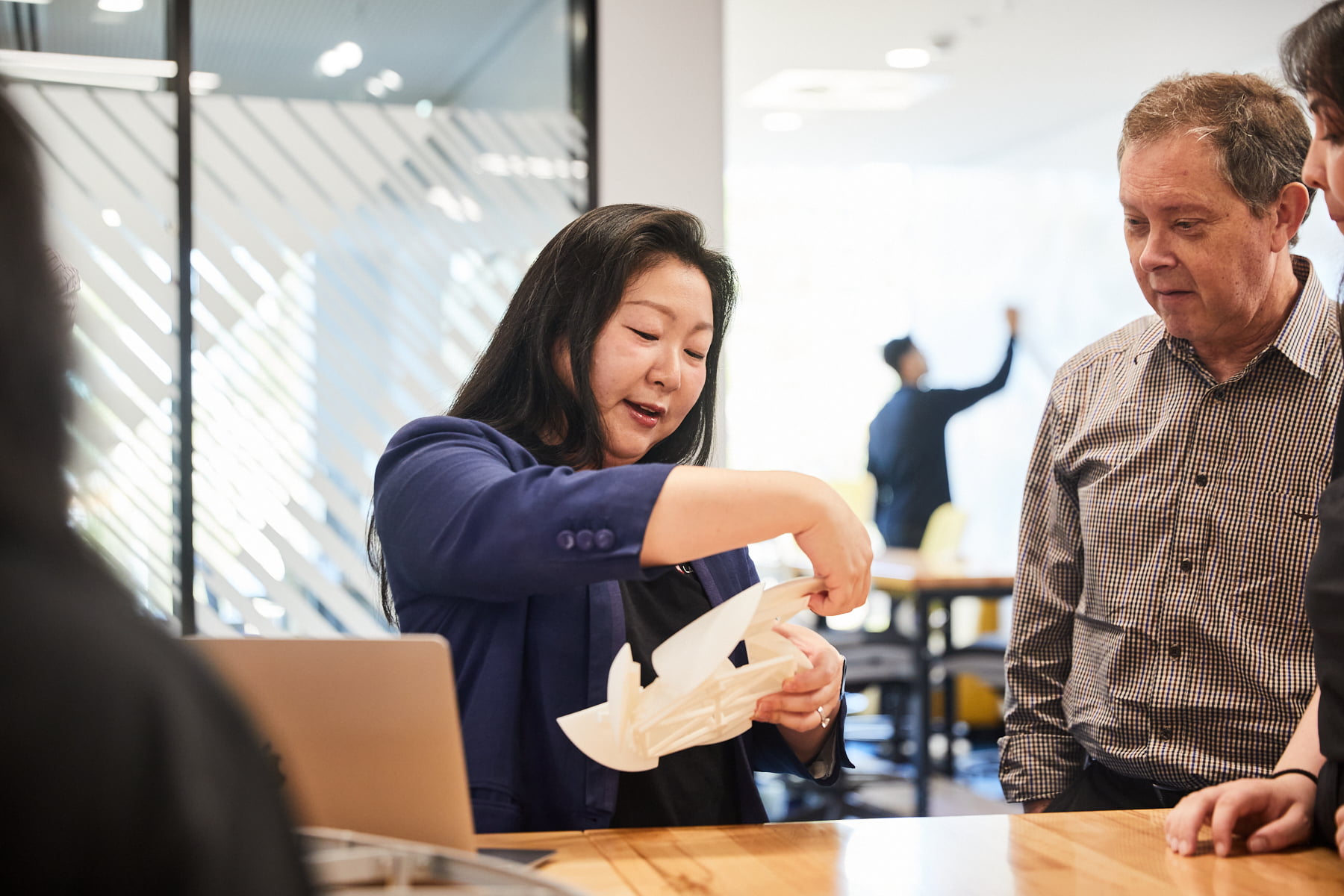 Studennt working on a machine