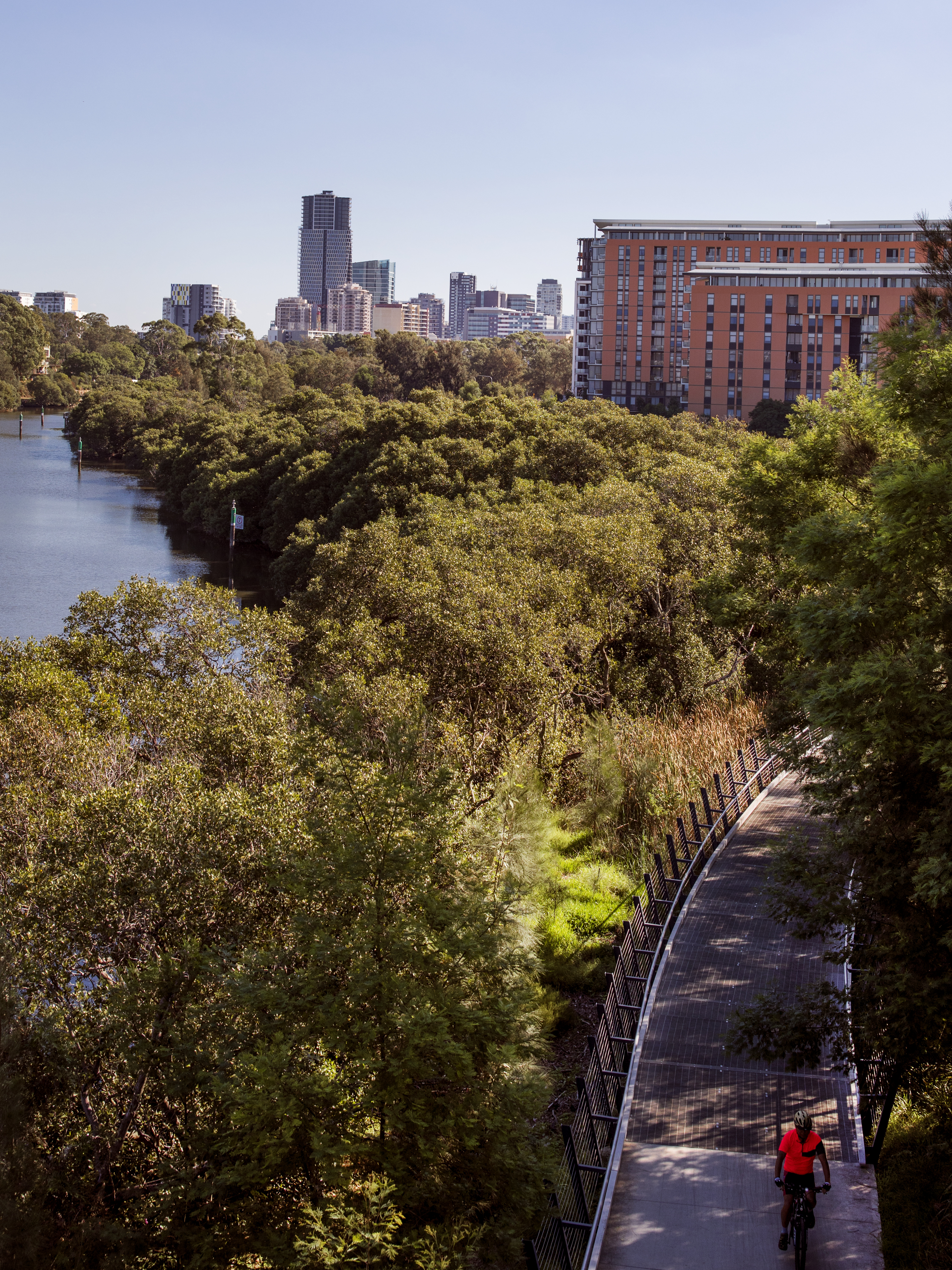 Skyline and river in Parramatta CBD