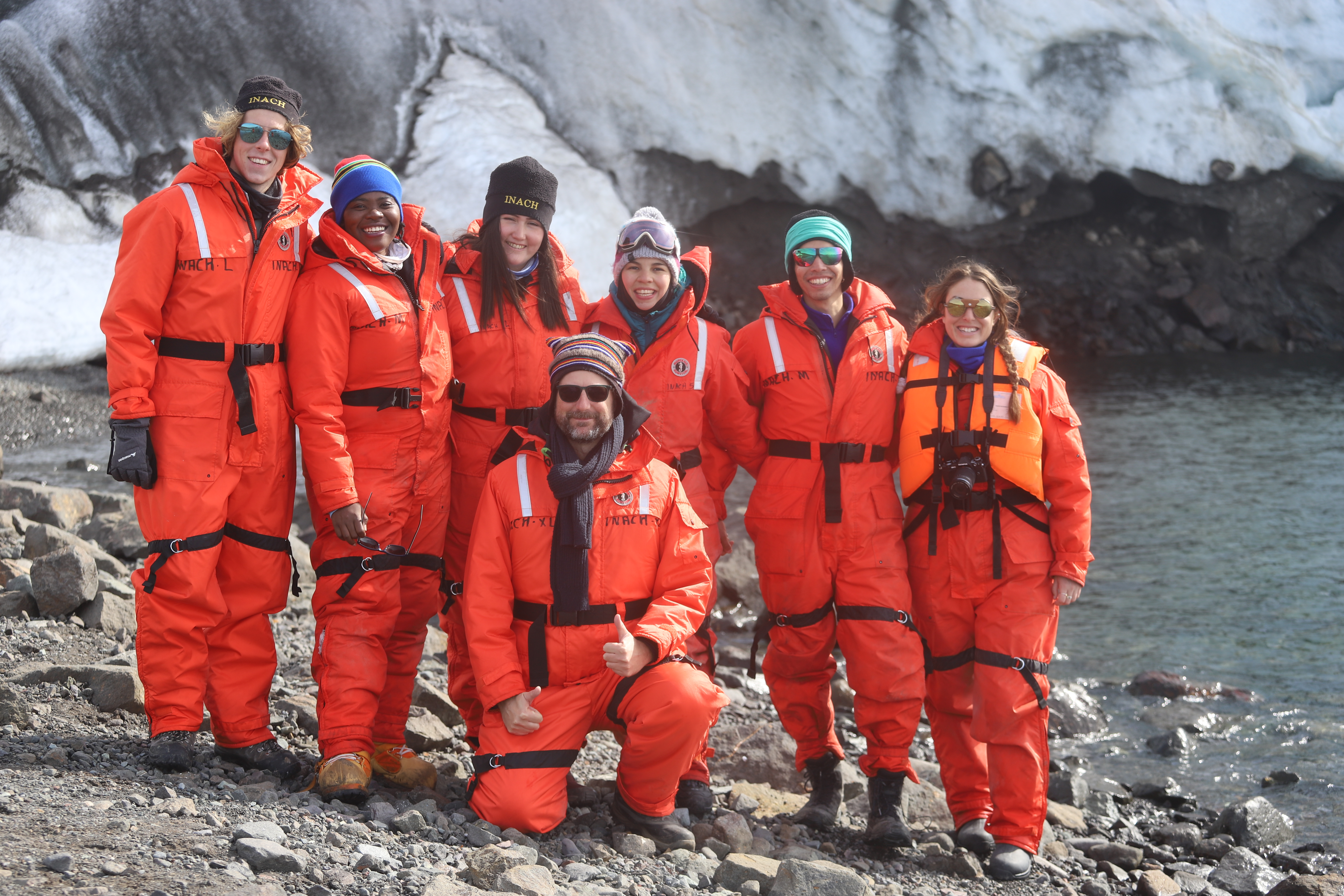 Project Leader, Juan Salazar in Antarctica in February 2020 with the young leaders from the Antarctic Cities Youth Expedition representing Hobart, Christchurch, Cape Town, Ushuaia and Punta Arenas.