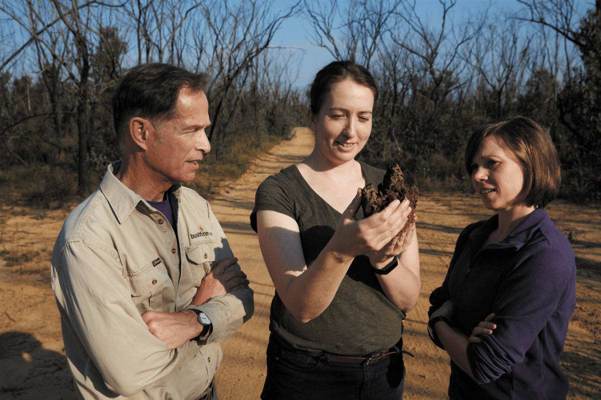 Rachael Nolan (centre) with colleagues Matthias Boer and Anne Griebel.