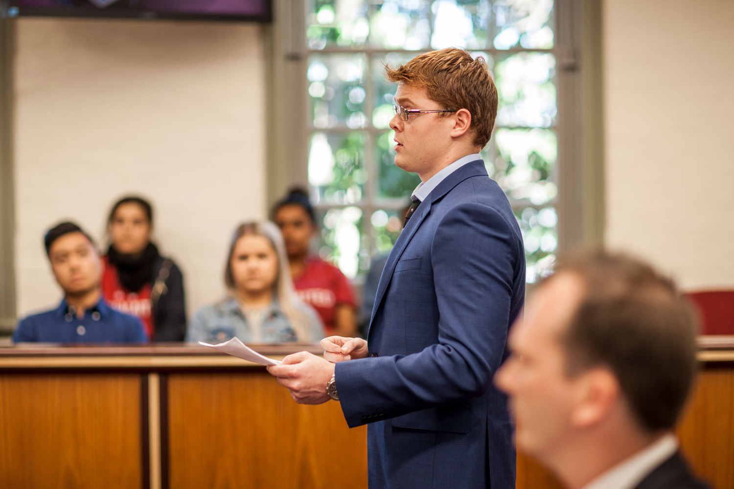 Law student in the moot court at Western's Parramatta South campus