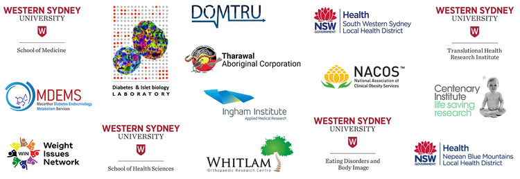 MCORP collaborators: Western Sydney University (DOMTRU, School of Medicine, School of Science and Health, Eating Disorders and Body Image (EDBI), Translational Health Research Institute, Diabetes & Islet biology Laboratory), SWSLHD, Campbelltown & Camden Hospitals, MDEMS, NBMLHD, NACOS, Ingham Institute, Centenary Institute, Weight Issues Network, Tharawal Aboriginal Corporation, Whitlam Orthopaedic Research Centre.