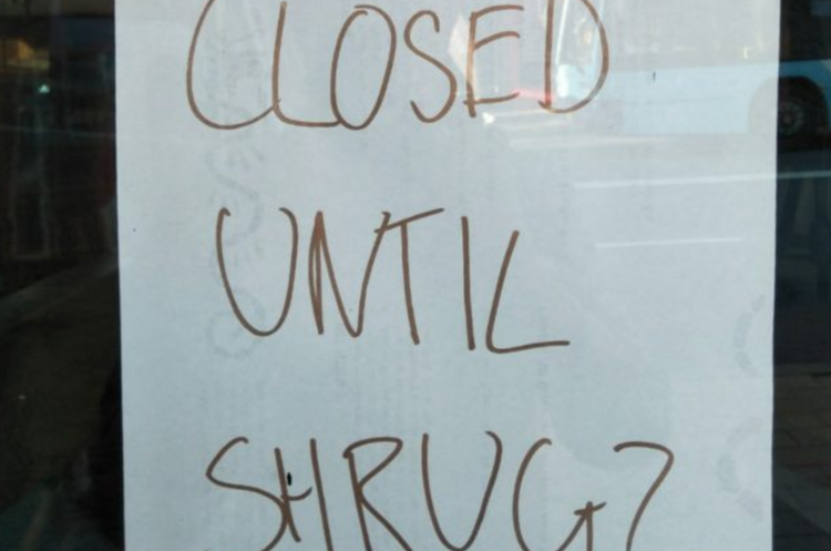 Closed sign during covid-19 pandemic