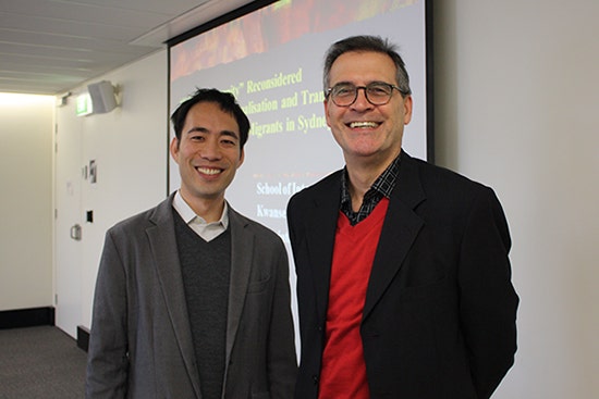 Photo of Associate Professor Jun Nagatomo and Professor David Rowe at the ICS Seminar Series.
