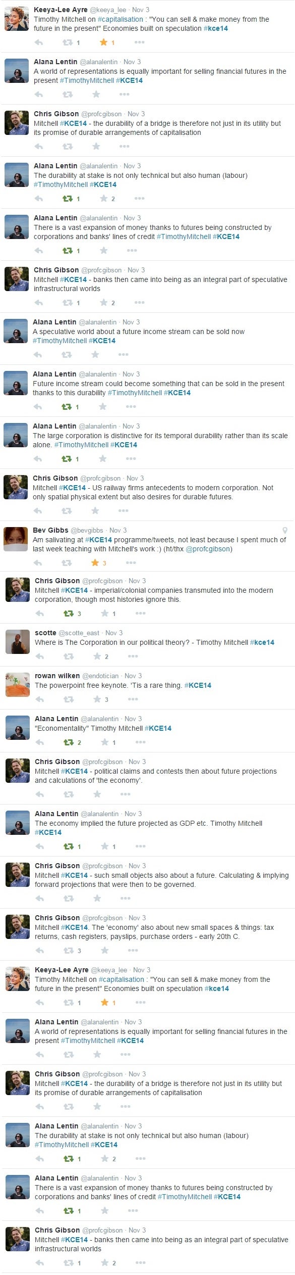 Screen grab of tweets