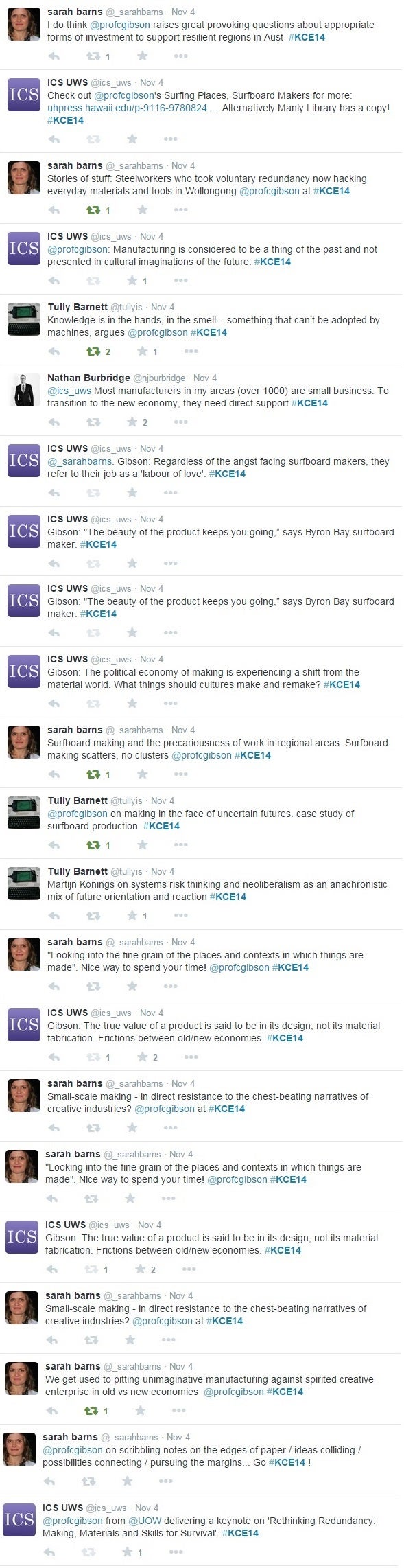 Screen grab of tweets