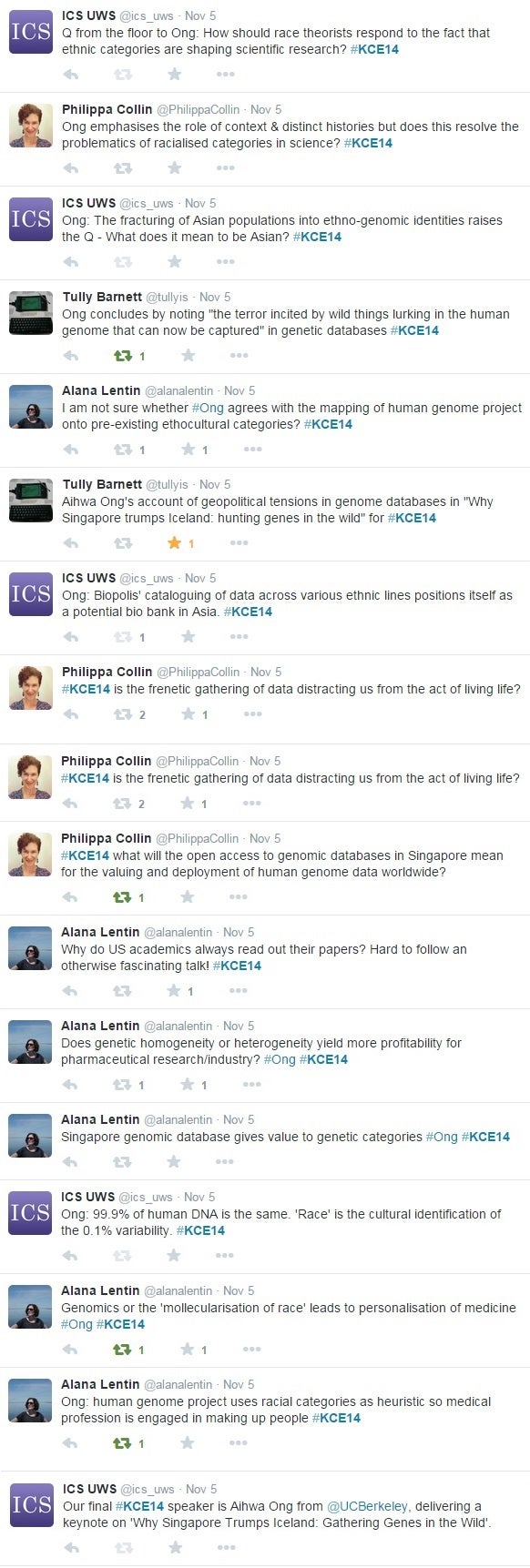 Screen grab of tweets