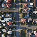 Aerial view of Australian housing