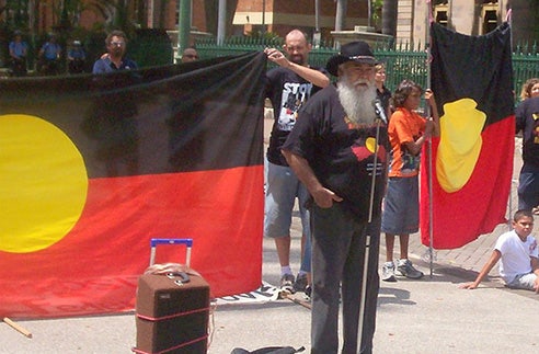 Bobby Weatherall - Invasion Day Rally and March, Parliament House, Brisbane (c) David Jackmanson