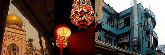 golden temple, red oriental lights and a run-down apartment