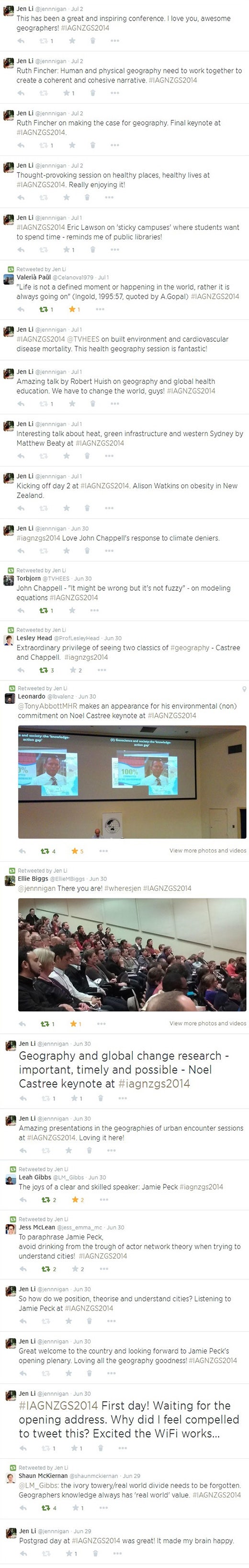 Jen Li's twitter feed from the IAG 2014 conference.