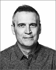 Black and white photo of Professor David Rowe